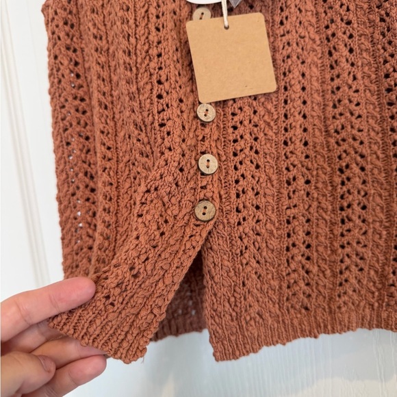 Blu Pepper Terracotta Knit Button-Up Top - Picture 2 of 3